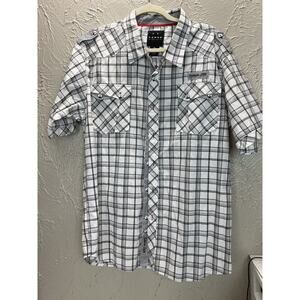 Koman Men's Button Down Shirt Short‎ Sleeve Classic Fit Plaid Western Size 2XL